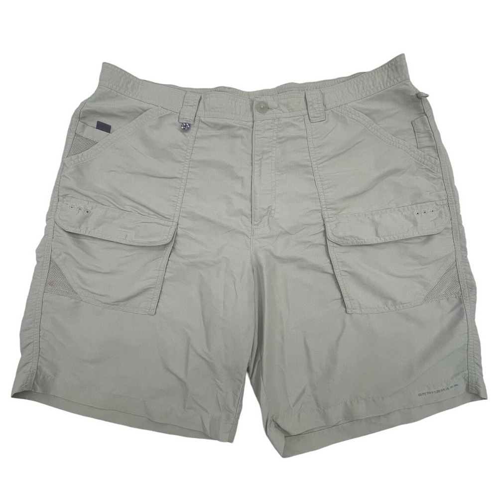 Columbia Mens Shorts 40W Omni-Shade Sun Protection Tan Khaki 11" Inseam Hiking